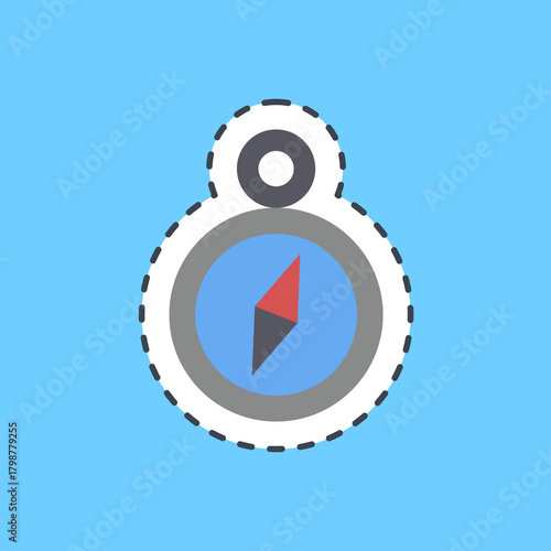 Cutting line sticker compass. Pirates theme elements.