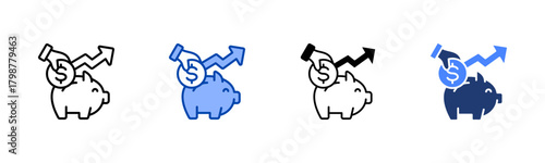 Savings Plan icon set multiple style collection