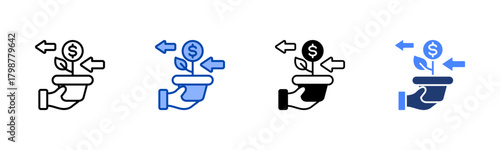 Investment Return icon set multiple style collection