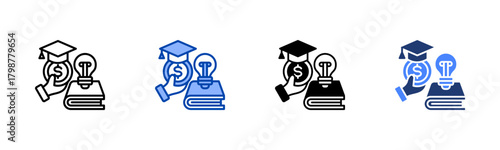 Financial Literacy icon set multiple style collection