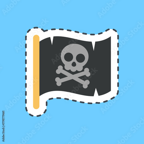 Cutting line sticker pirate flag. Pirates theme elements.
