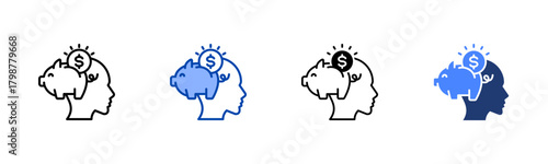 Savings icon set multiple style collection