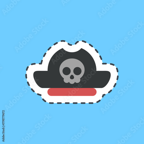 Cutting line sticker pirate hat. Pirates theme elements.
