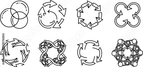 Circular arrow icons set
