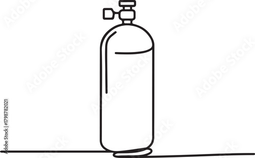 Continuous line oxygen cylinder icon illustration for medical emergency and healthcare design
