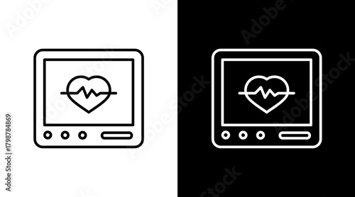 Ecg Graph White Icon Set Design