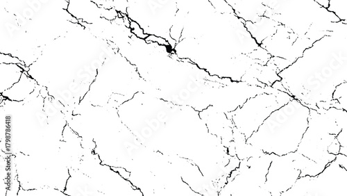 Abstract black and white grunge crack overlay texture background element isolated on transparent background, Vector, illustration.