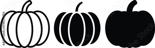Round Orange Pumpkin Squash Gourd Halloween And Fall Season Vector Silhouette and Pictogram..eps