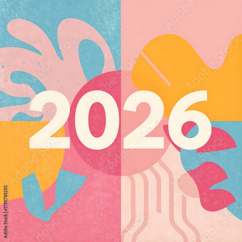 Abstract 2026 Typography with Modern Geometric Shapes