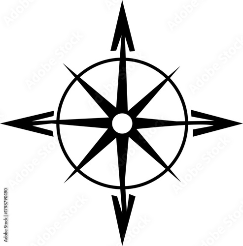 Compass Vector Navigation Directional Symbol, North South Indicator Design, compass, navigation, direction, travel, guide, north, south, east, west, arrow, pointer, pointing, journey , exploration ,is