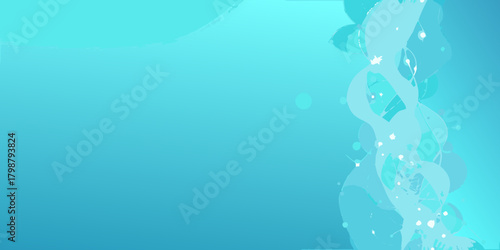 Abstract flowing organic shapes and particles in shades of blue and turquoise creating a serene and dynamic background