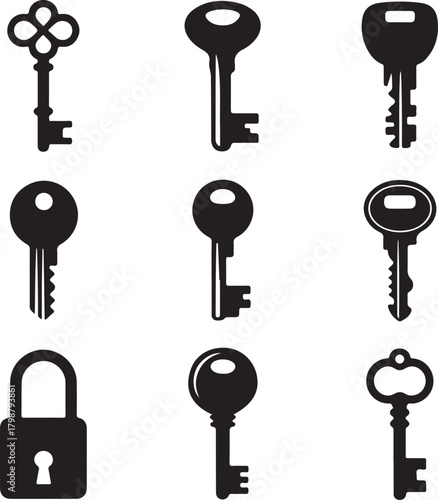 Black and White Silhouette Vector Set of 9 Drone Related Objects Drone Controller Battery Propeller Charger Remote Camera Case Tablet