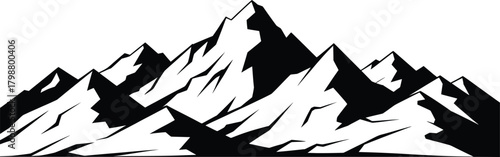 Mountain Range Silhouette Vector Illustration.