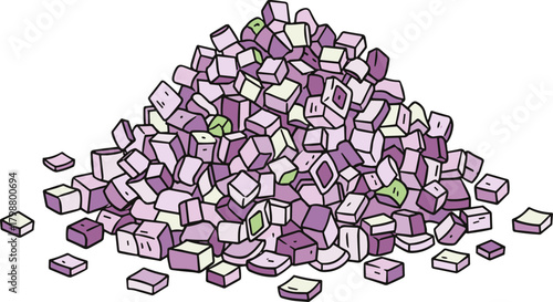 Handdrawn Detailed Pile of Diced Red Onion Ingredient Illustration