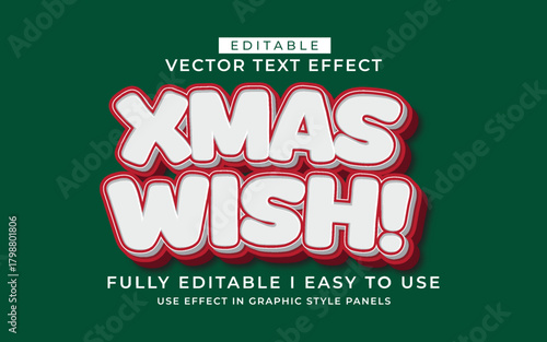 3d editable xmas wish text effect typography graphic style template