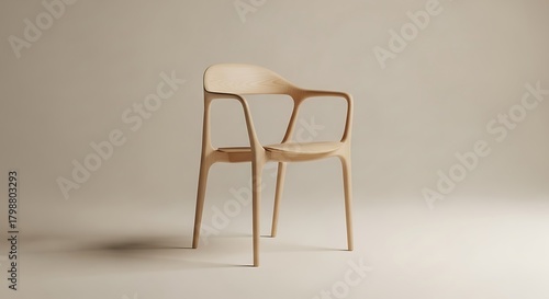 Modern Wooden Armchair Studio Shot.