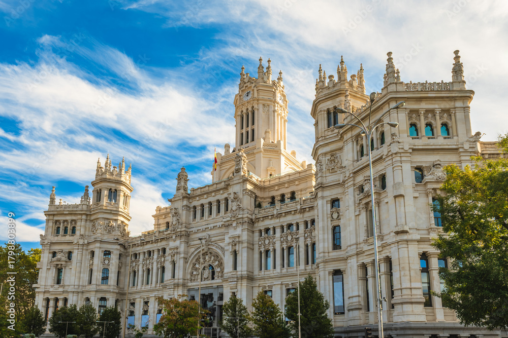 Obraz premium Cibeles Palace, Palace of Communications or Palace of Telecommunications, located at Madrid, Spain