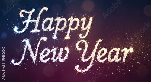 Happy New Year Sparkling Text Glitter Background