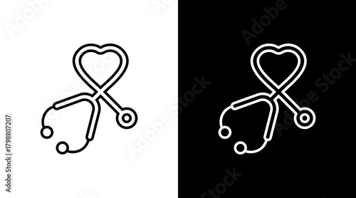 Stethoscope White Icon Set Design