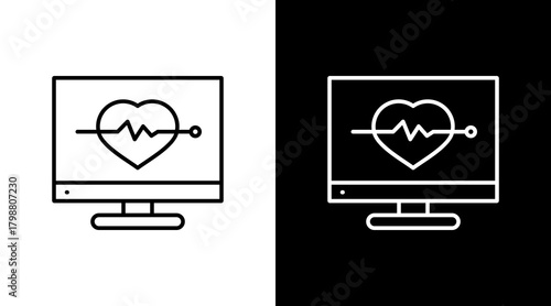 Heartbeat White Icon Set Design