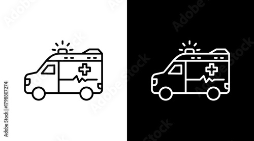 Ambulance White Icon Set Design