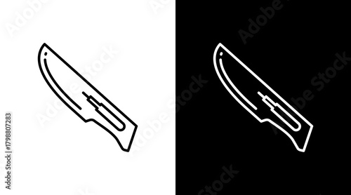 Surgical Scalpel White Icon Set Design