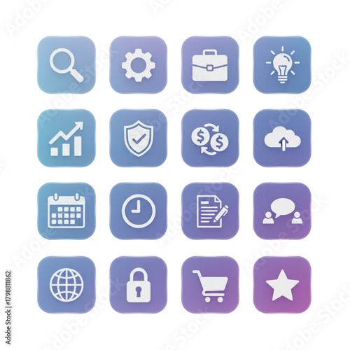 3D Glassmorphism UI Kit with Business and Social Media Icons