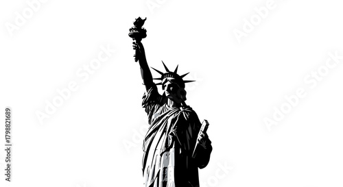 Statue of Liberty silhouette iconic American symbol isolated on white background