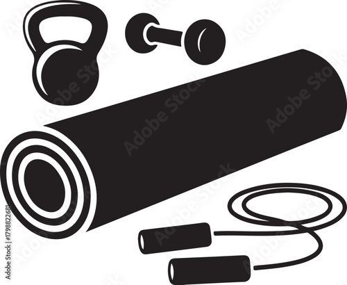 Assorted Fitness Equipment Silhouette exercise workout