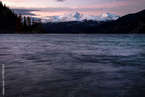 Mountains behind Muncho Lake in Canada
