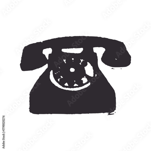 vintage retro style antique black rotary telephone illustration