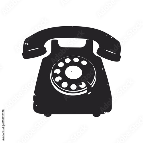 vintage retro style antique black rotary telephone illustration