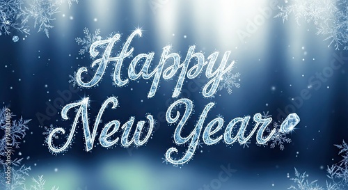 Happy New Year Glowing Icicles Snowflakes Background