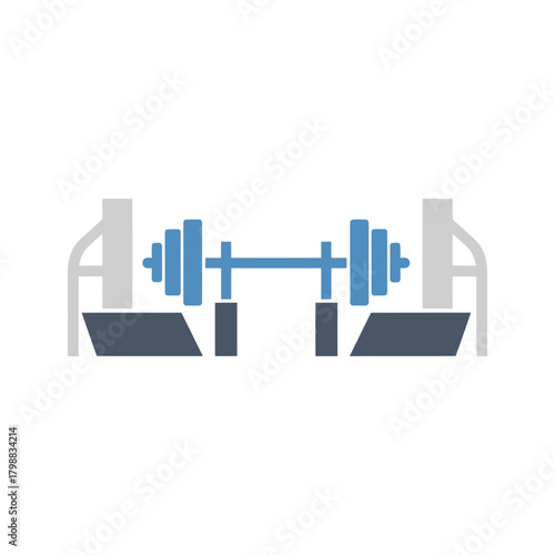 Barbell rests on weight rack in gym, ready for next workout session, representing strength and fitness.