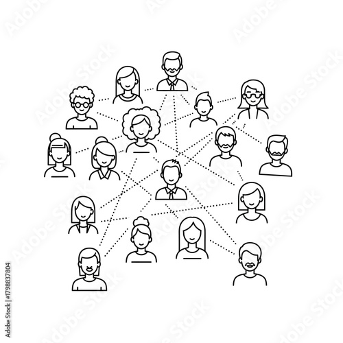 Teamwork and connection concept showing people linked together, illustrating networking, social media, and collaboration in modern business and community