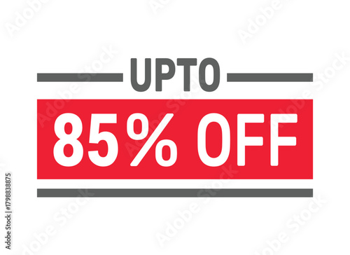 Up to 85% Off sale offer text design icon vector illustration