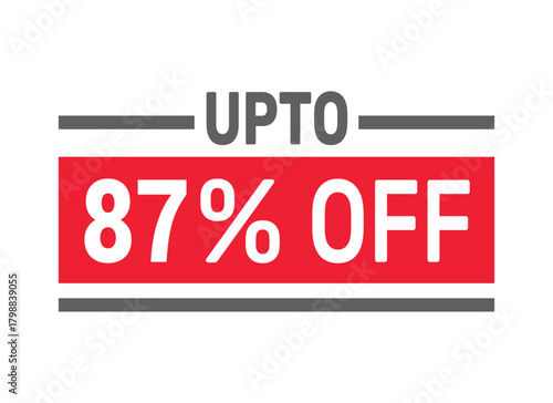 Up to 87% Off sale offer text design icon vector illustration