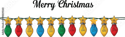 Merry christmas string light illustration