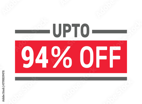 Up to 94% Off sale offer text design icon vector illustration