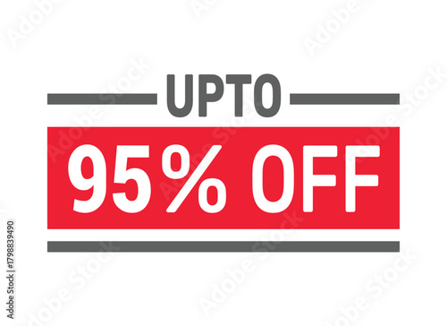 Up to 95% Off sale offer text design icon vector illustration