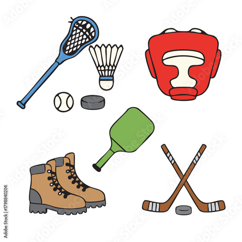 icon set of sports equipment and elements icon of sports activities