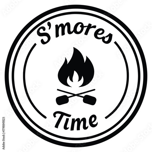 A black silhouette of a s mores time