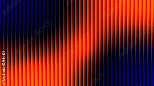 Vibrant abstract background featuring a blend of orange, blue, and black vertical lines design