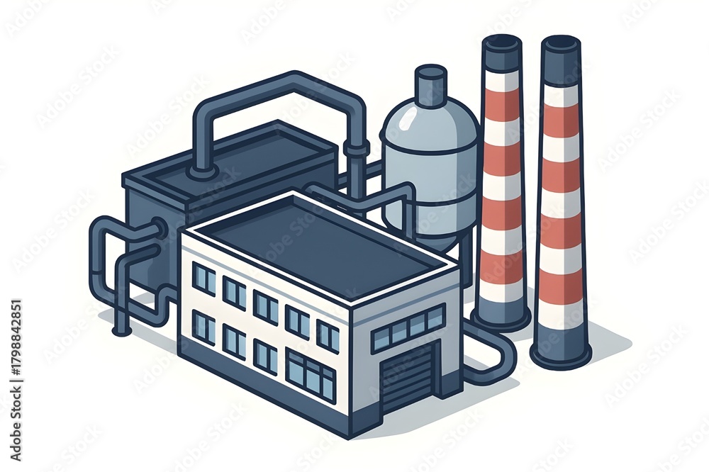Obraz premium Modern isometric industrial factory plant vector illustration