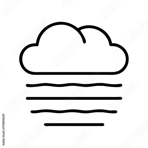 Simple outline icon of a cloud hovering above wavy lines representing fog or mist