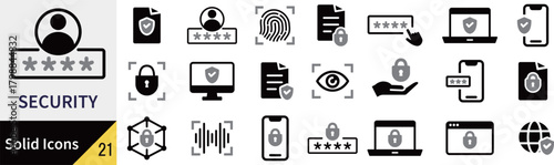 ベクターのセキュリティに関するシルエットアイコンセット
