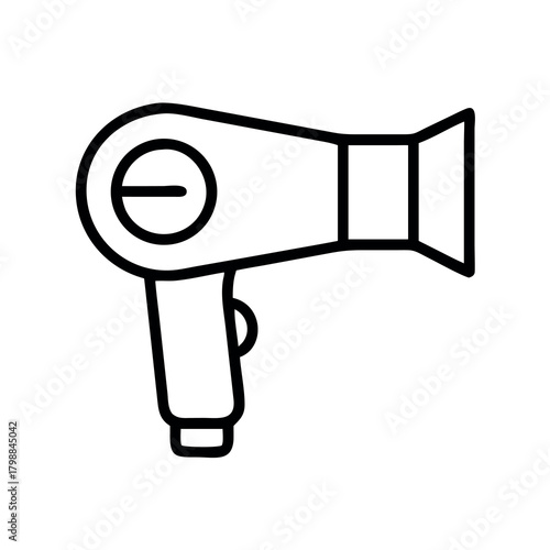 Simple line art icon of a modern hair dryer for styling and drying hair