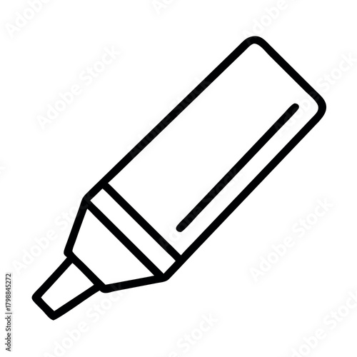 Simple outline drawing of a highlighter pen for educational and creative use