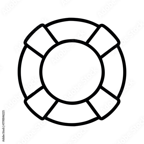 Simple line drawing of a classic life preserver ring for water safety and rescue