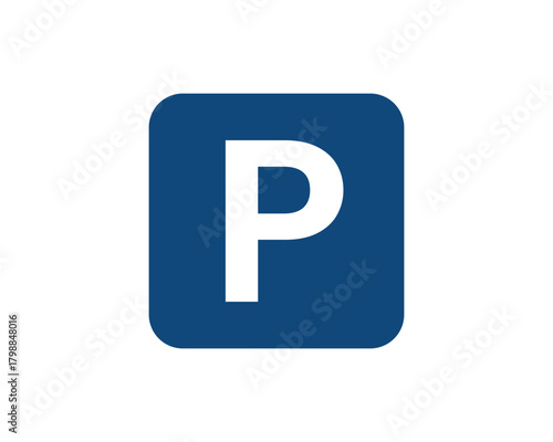 Blue parking sign. Public parking symbol with letter P on white background